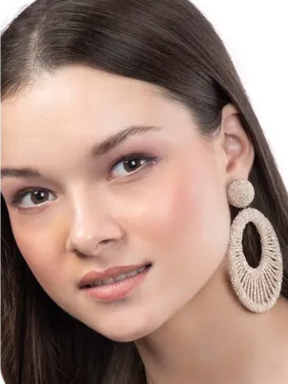 NWT Deepa Gurnani $245 Beaded Oval Drop Earrings handmade